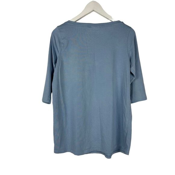 J. Jill Blue Small Top Elbow Length Sleeves Seam Front Bateau Neck - Picture 2 of 5